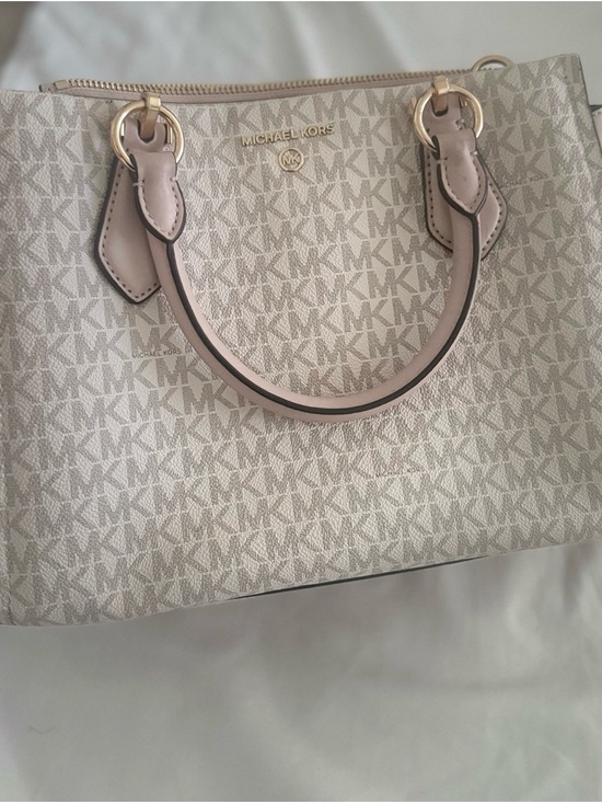 Michael Kors Handbags - Michael Kors Beige and Pale Pink Signature Satchel